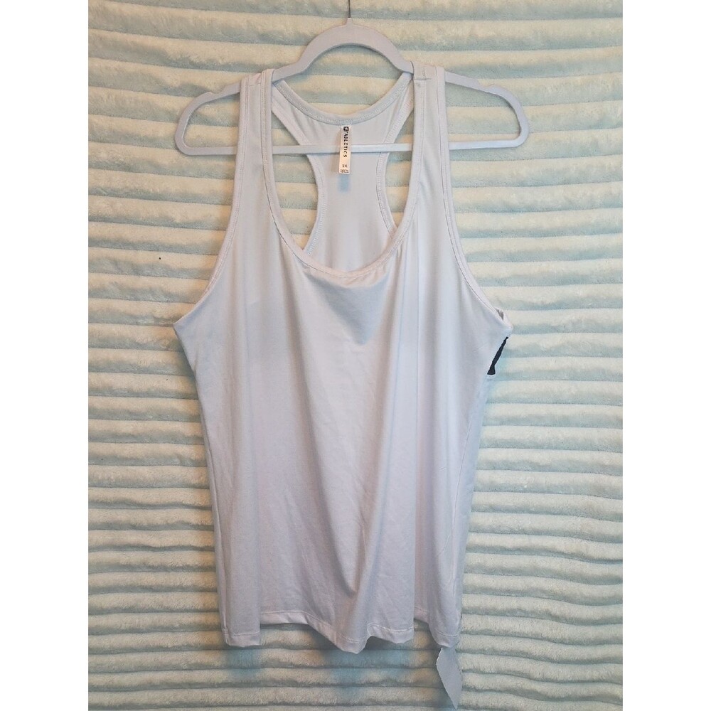 0197 Fabletics White Racerback Tank, 2X